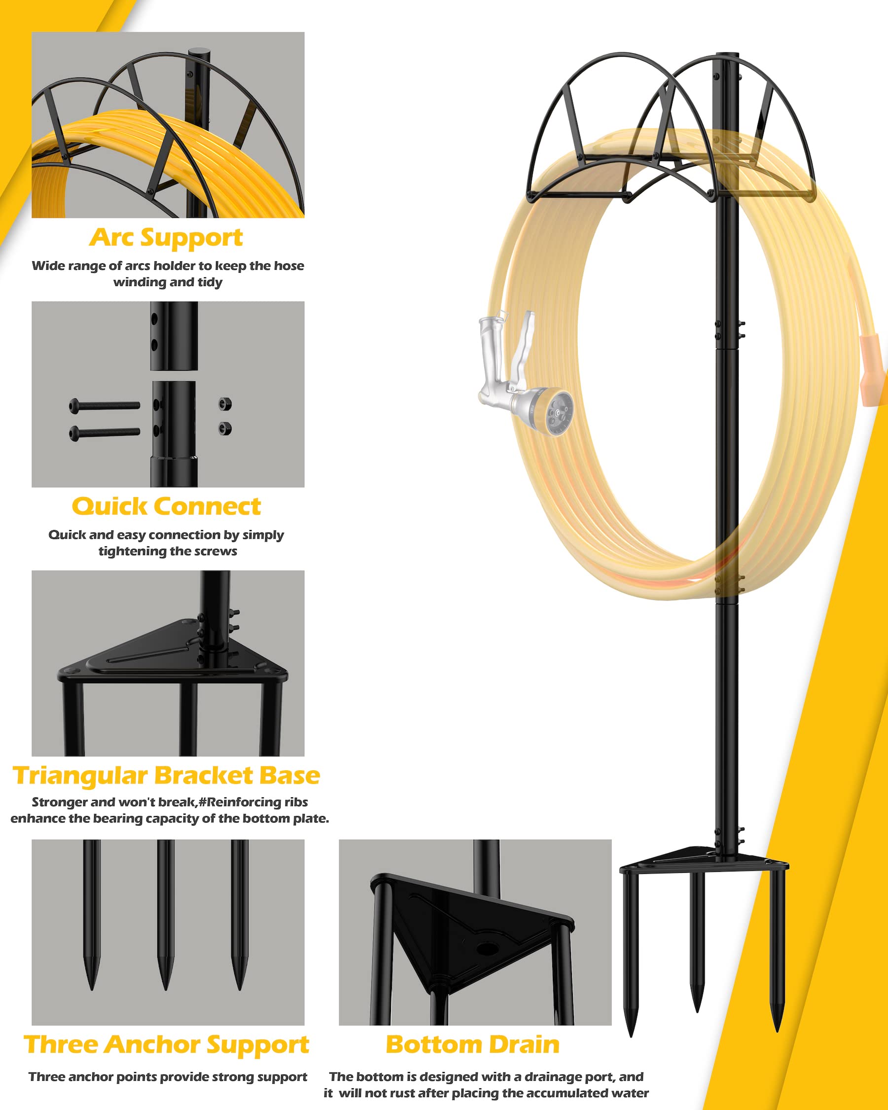 Detachable yard hose stand by S SUCHEK for flexible outdoor use.