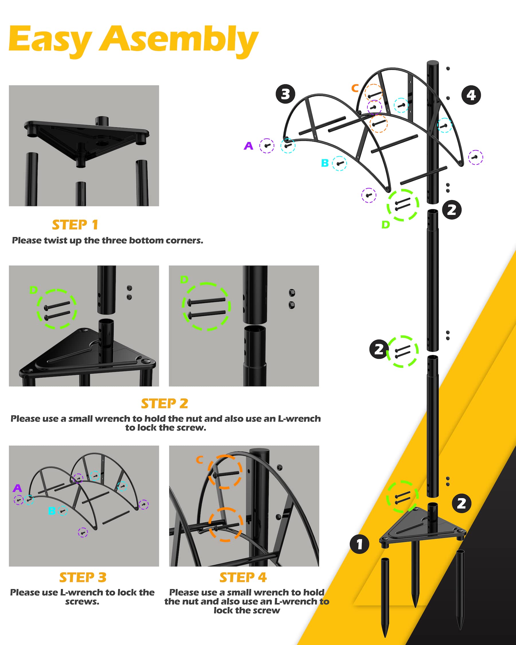 Easy-installation hardware included with S SUCHEK hose stand.