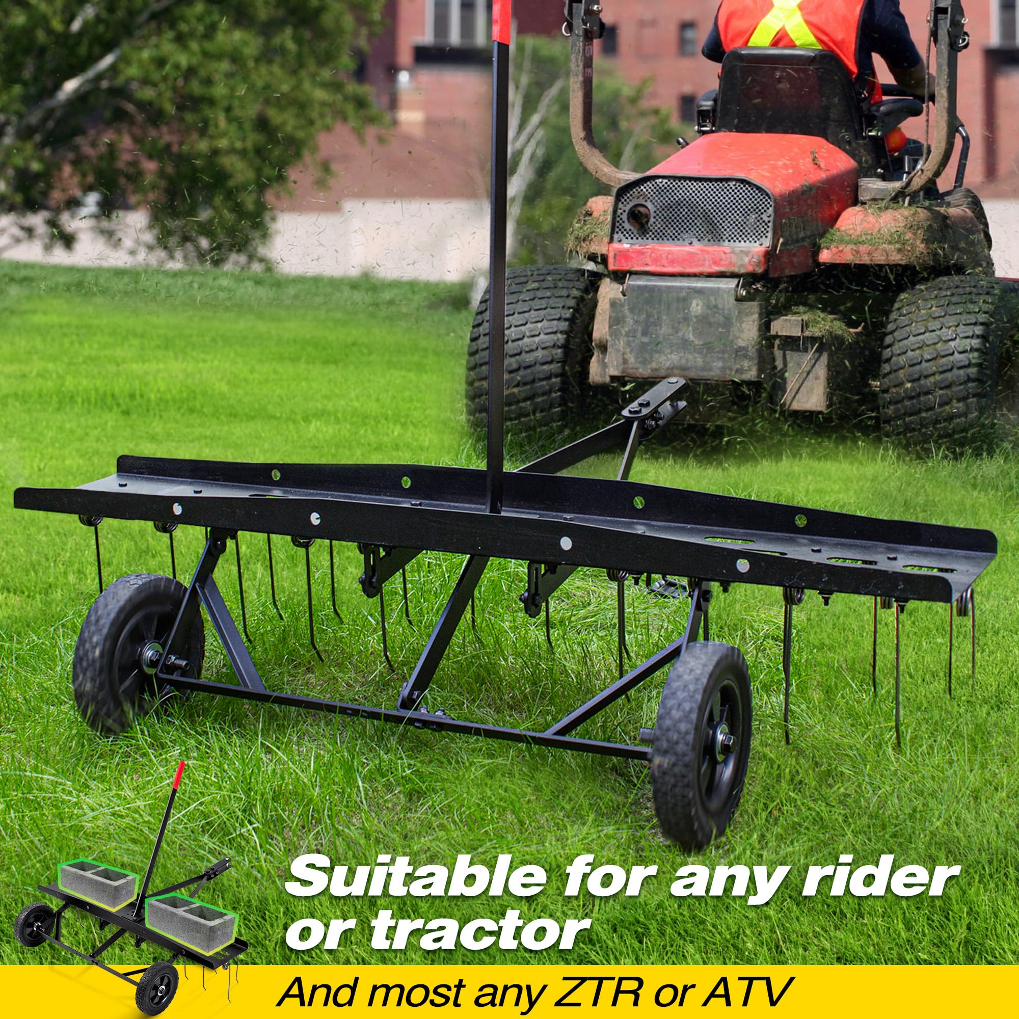 Suchtale two-row flexing tines lift dead grass and improve airflow