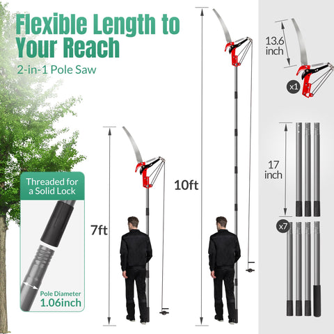 Suchtale high-branch trimming shows reach from ground without a ladder
