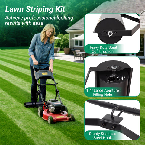 Suchtale lawn striping kit easy-attach feature enables quick setup and use