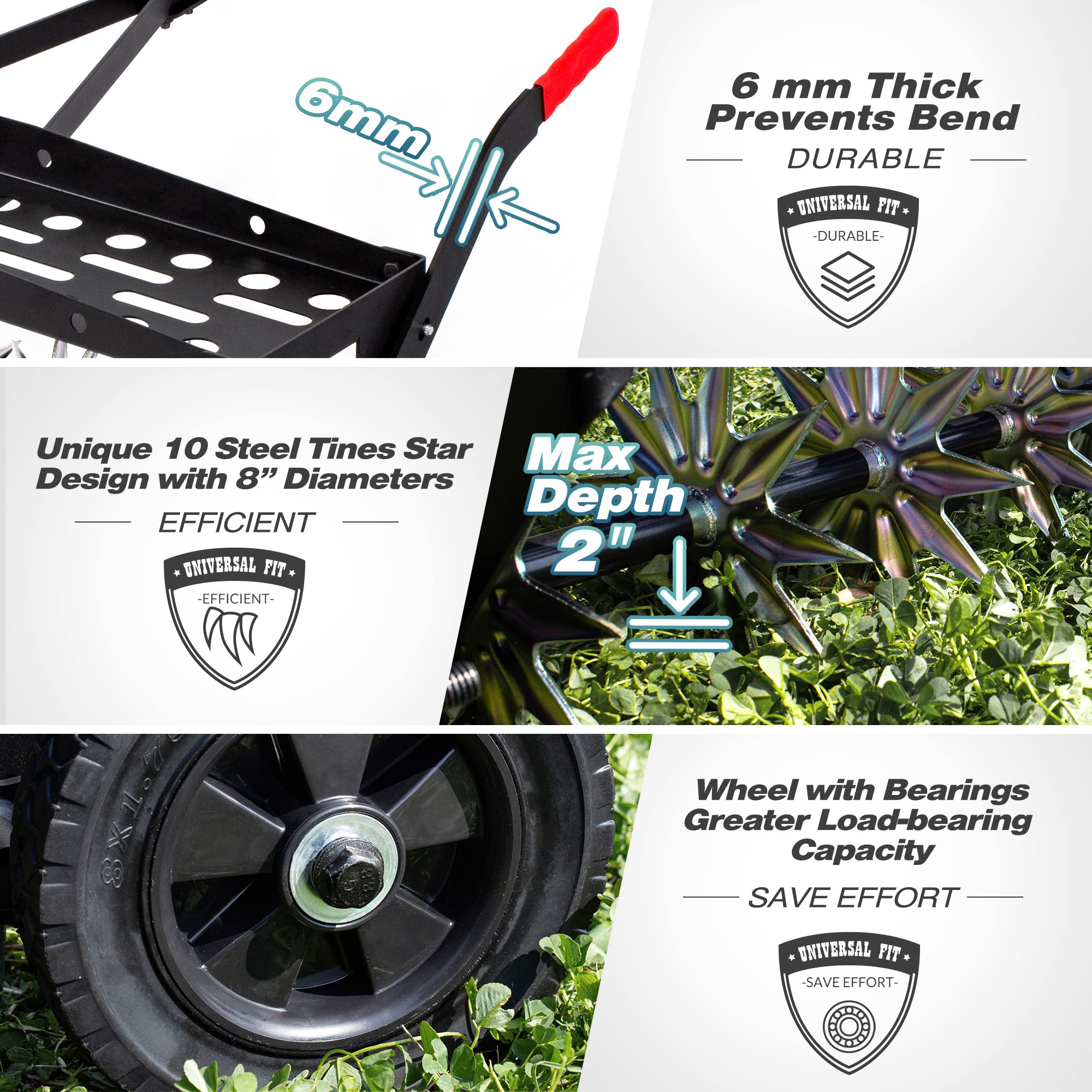 Suchtale spike aerator tines close-up demonstrates durable steel construction and rust resistance