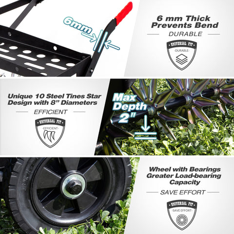 Suchtale spike aerator tines close-up demonstrates durable steel construction and rust resistance