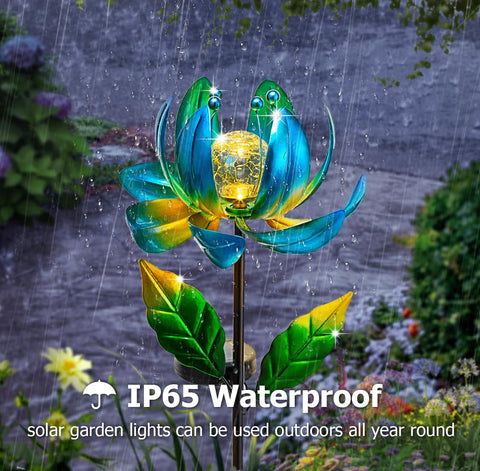 SUCUY 360-degree rotating petals wind spinner adds dynamic garden movement.