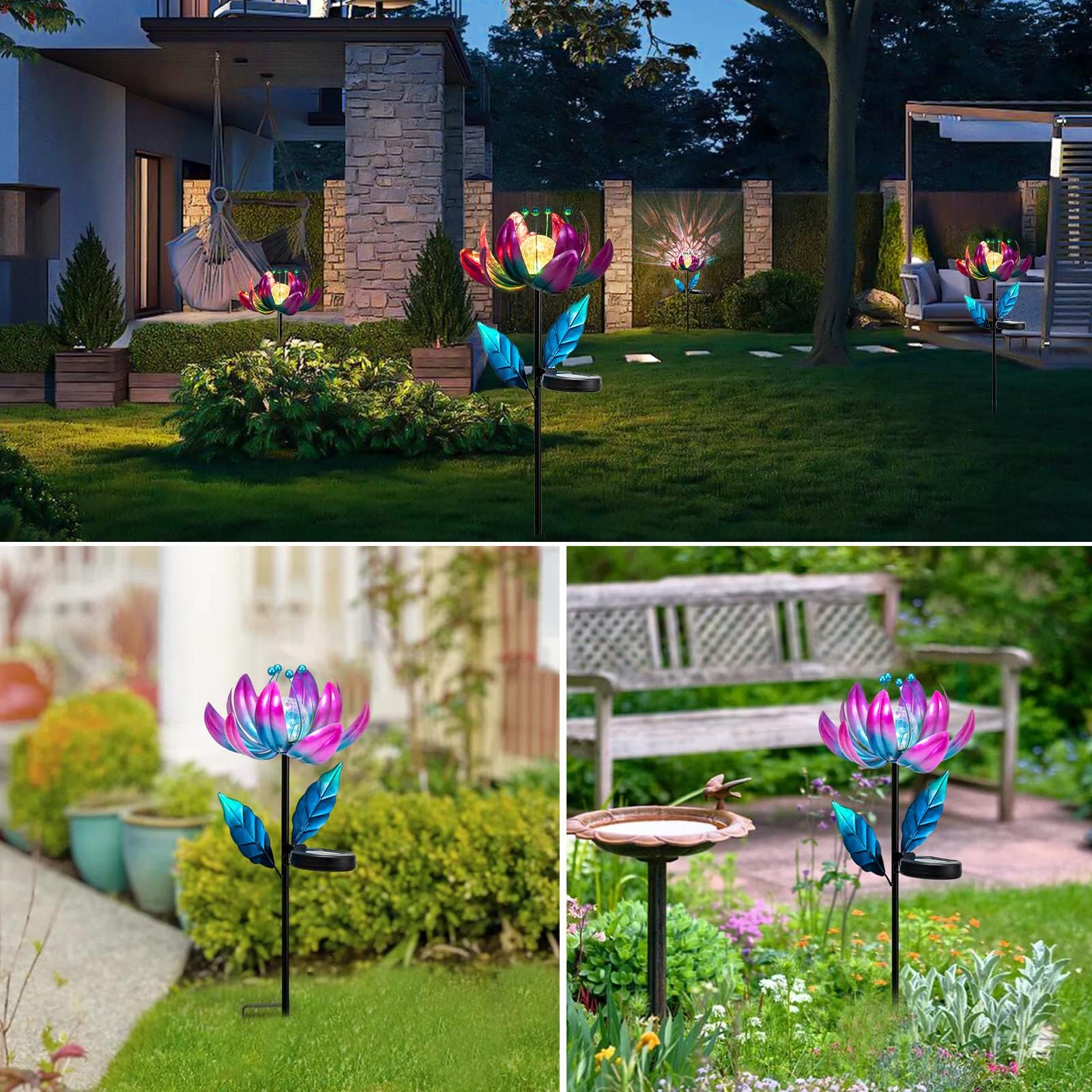 SUCUY garden decor gift-ready lotus wind spinner.