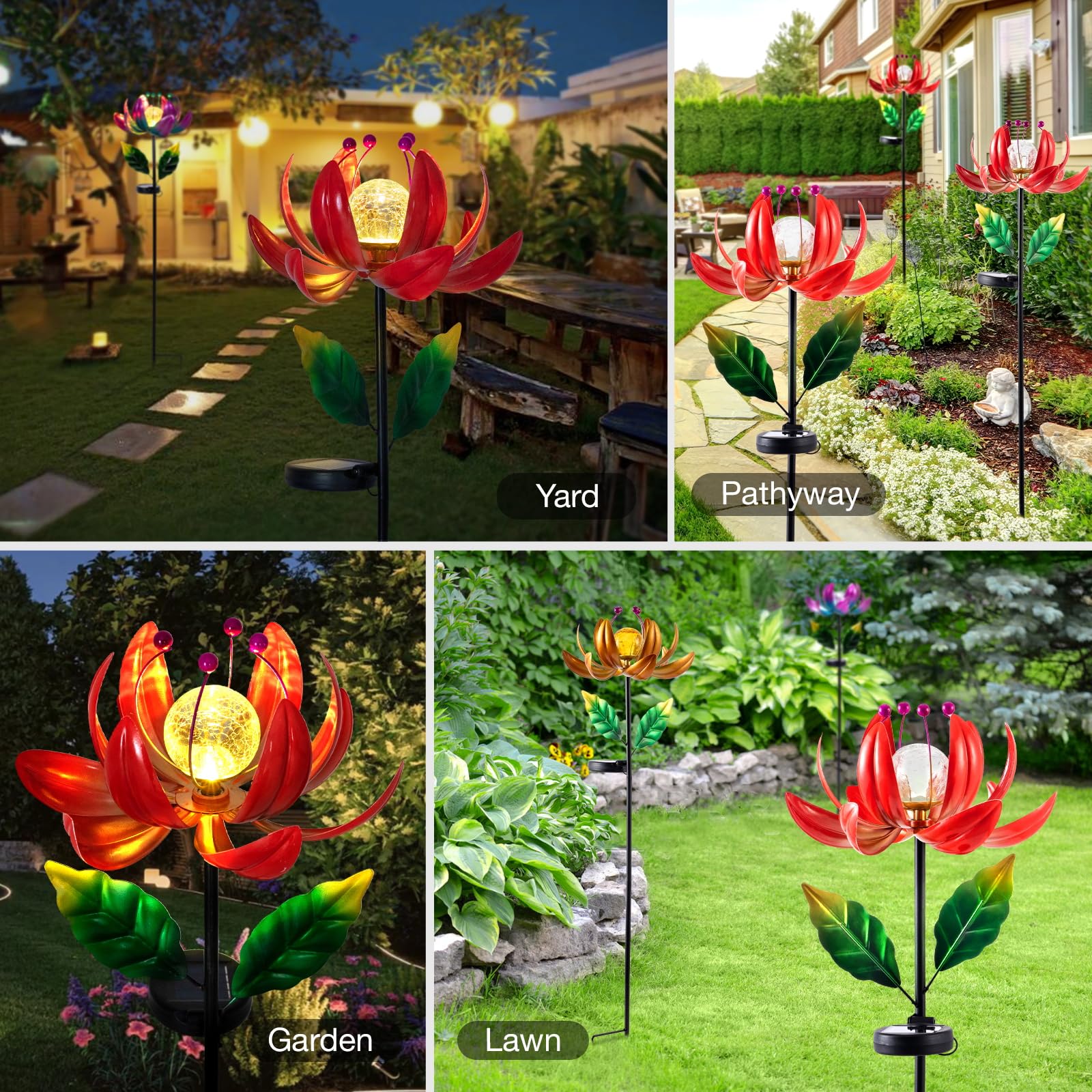 SUCUY lotus flower wind spinner adds whimsical garden decor