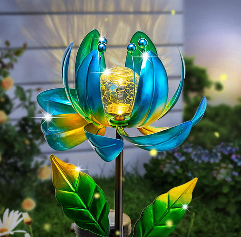 SUCUY solar yard lights with wind-spinning lotus flower offer charming garden decor.
