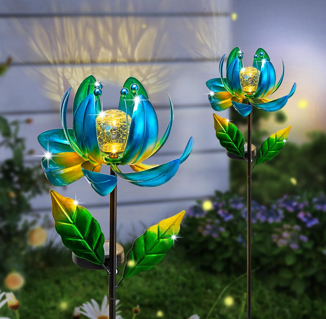 SUCUY lotus wind spinner stands tall at 35.4 inches as a focal point.