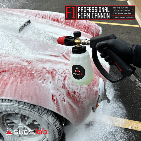 Suds Lab F1 32-ounce container stores ample soap for longer washing sessions