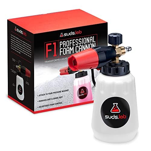 Suds Lab F1 foam cannon 32oz canister delivers rich car wash foam for fast coverage