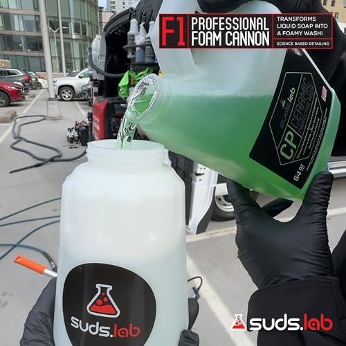 Suds Lab F1 quick-connect attachment speeds setup to your pressure washer