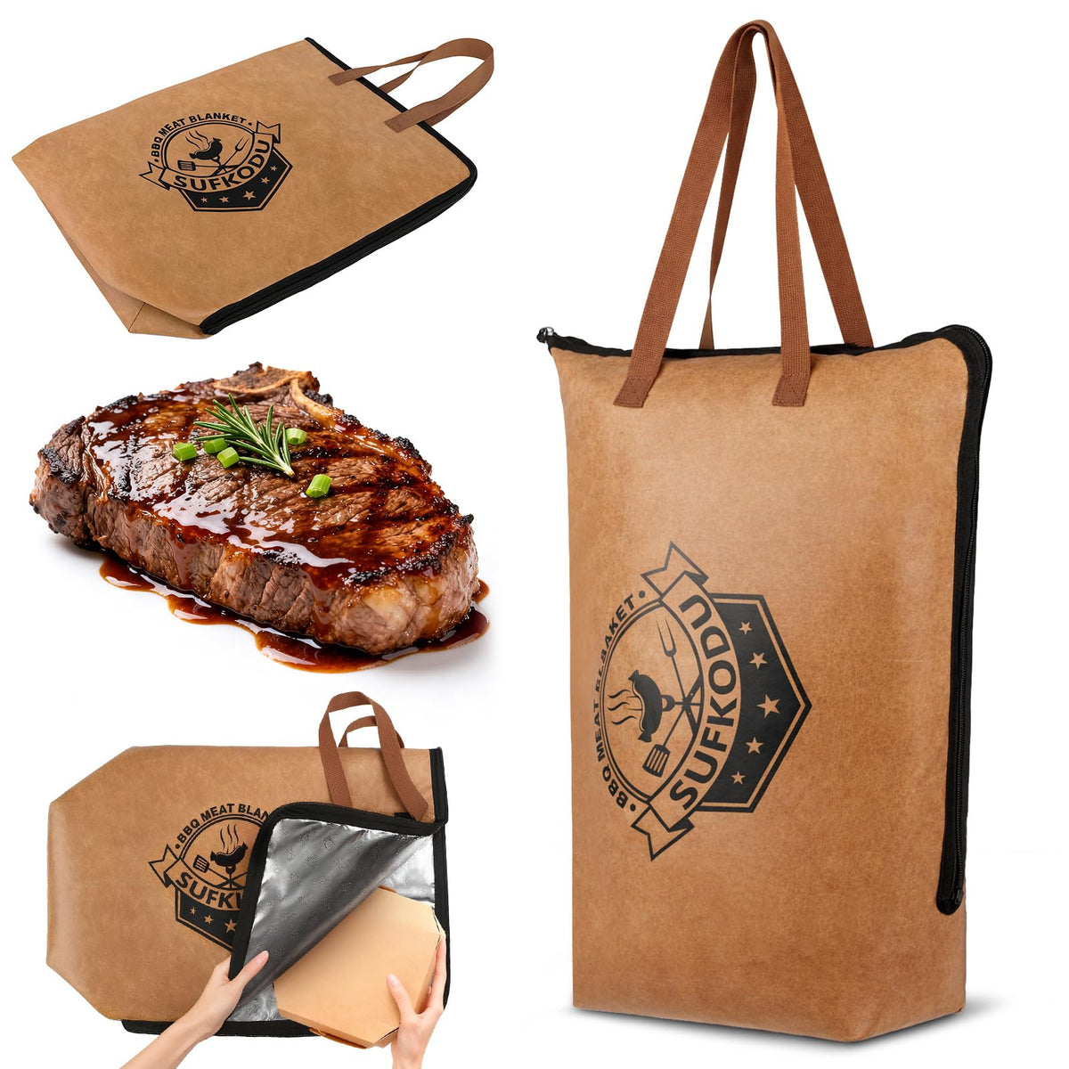 Sufkodu 21in insulated BBQ blanket with wide mouth preserves heat for resting large cuts