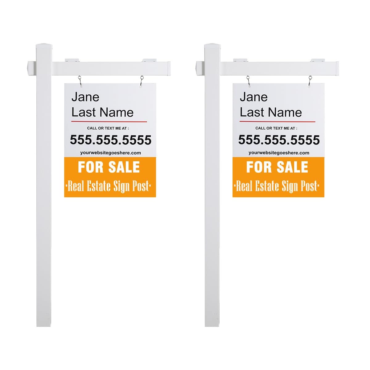 SUFUS 6ft white vinyl sign post for real estate listings.