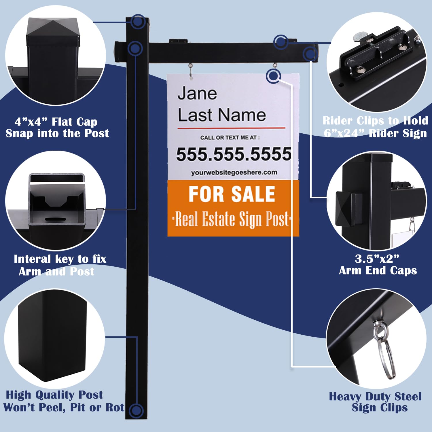 SUFUS stainless steel power stake resists wind and corrosion.