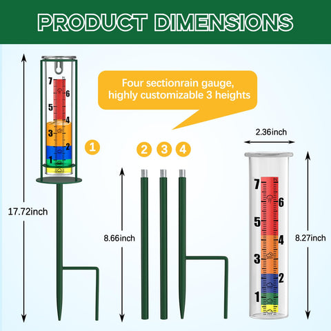 Suggant rain gauge stands 34 inches high above garden plants