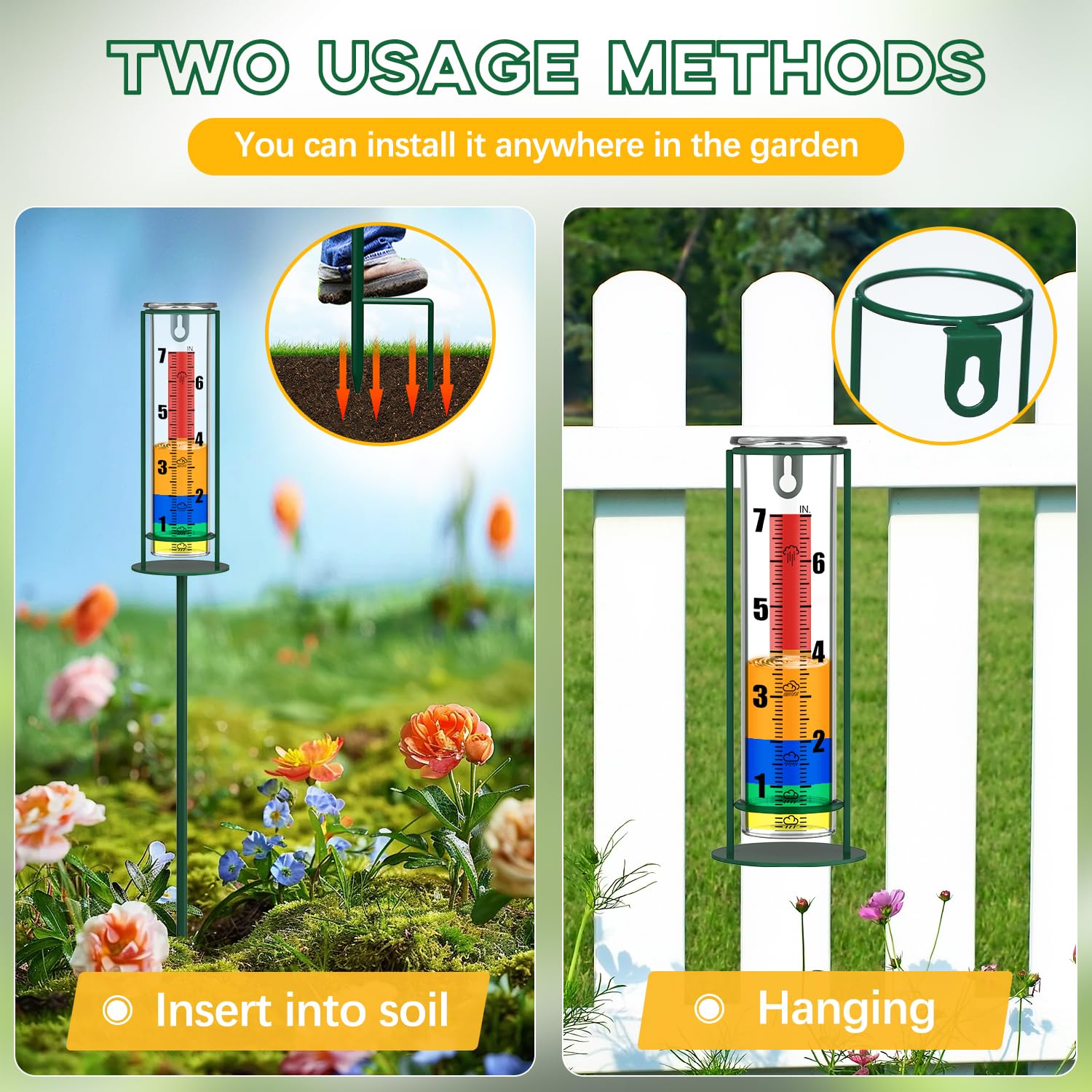 Suggant rain gauge easy installation on two metal poles