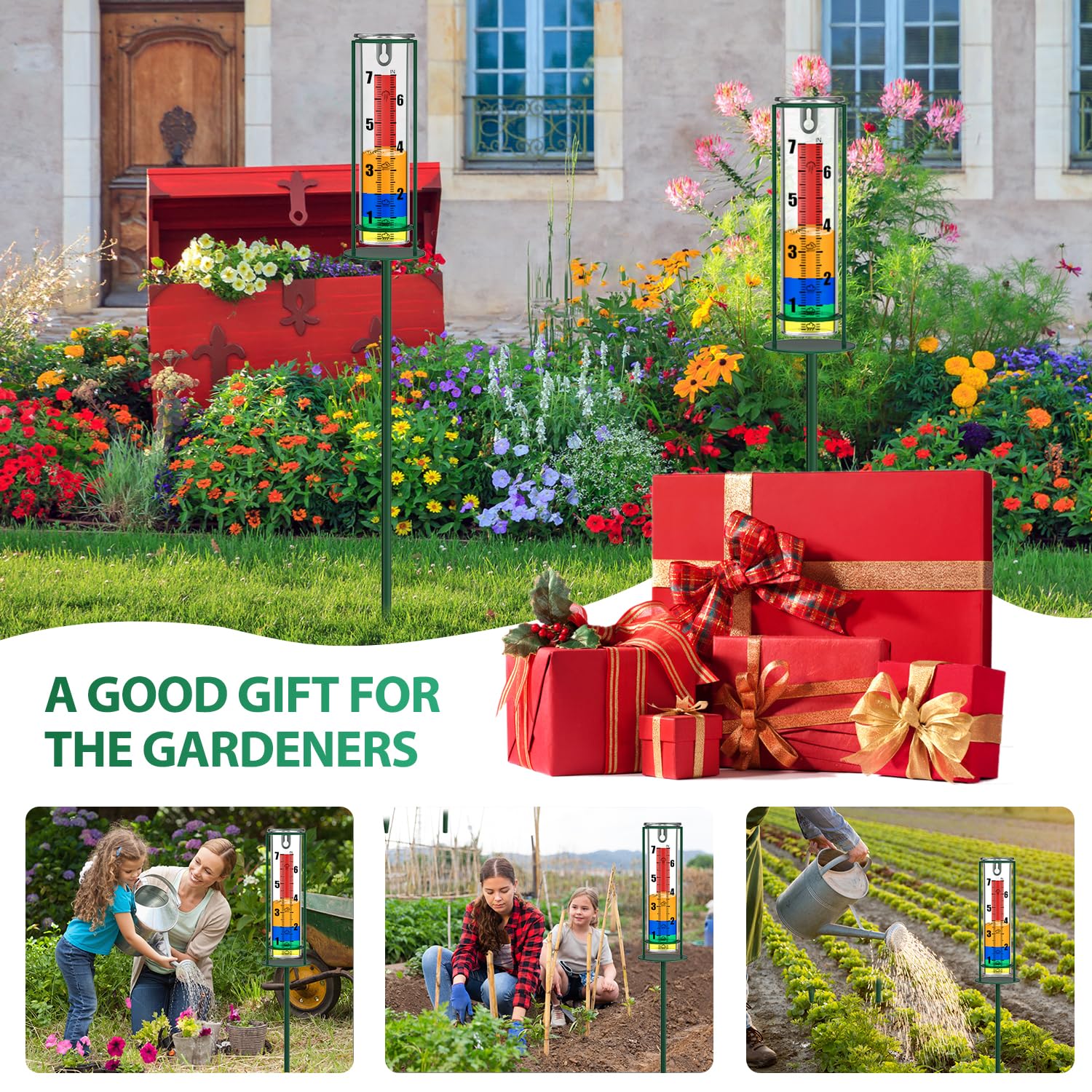 Suggant garden decorative rain gauge adds color to yard