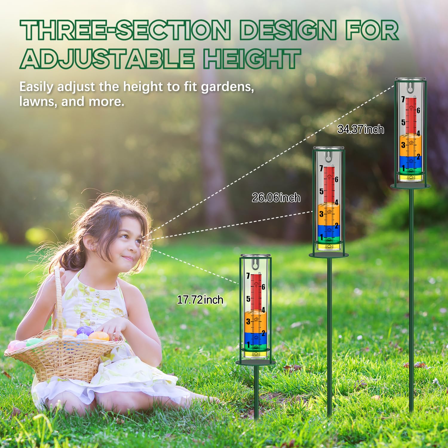 Suggant glass rain tube featuring color strip for easier readings