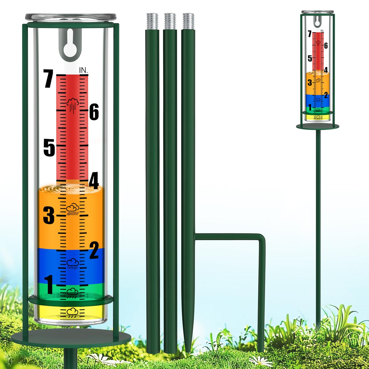 Suggant outdoor rain gauge with 7-inch capacity for yard moisture tracking