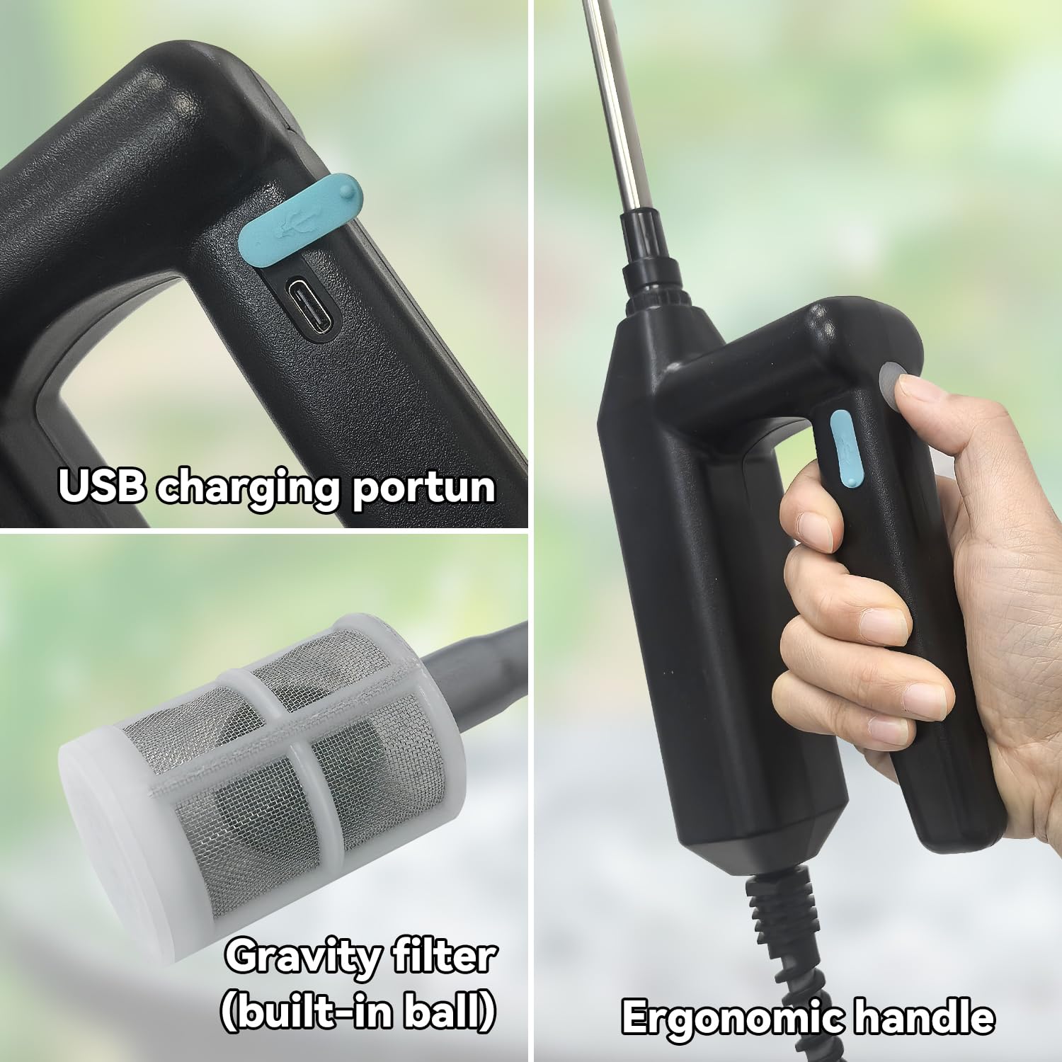 SUGOOE Sprayer nozzle stream option for targeted cleaning and watering.