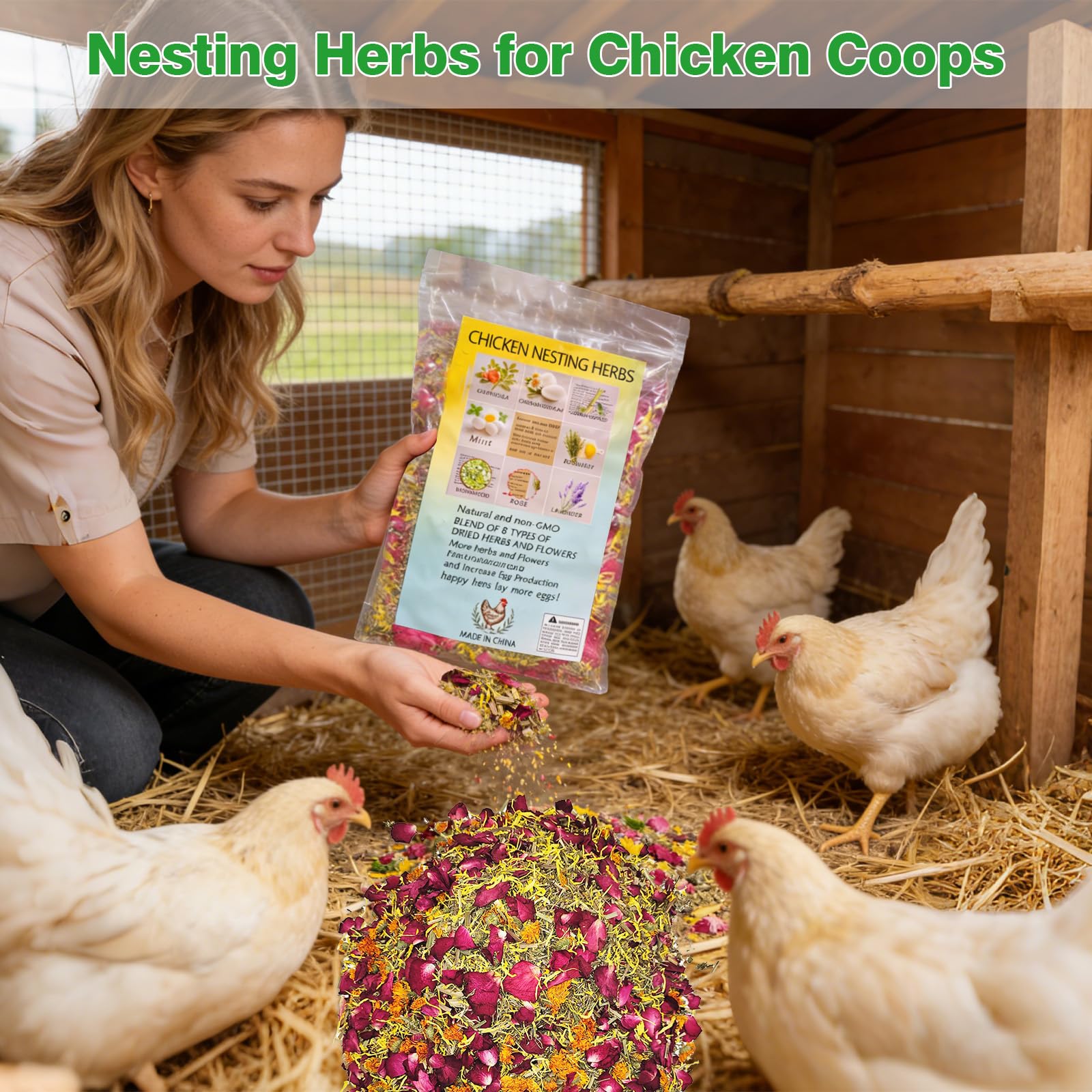 Suicatene calm hens with lavender and calendula for calmer nests.
