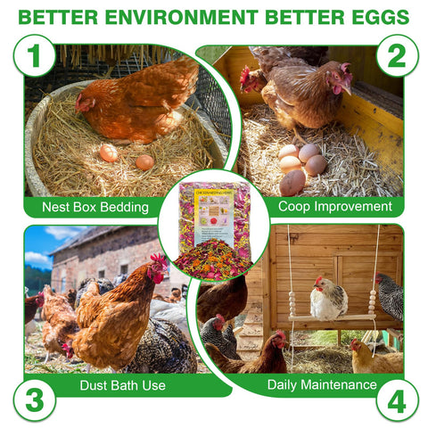 Suicatene herbs for dust bath application provide easy coop enrichment.