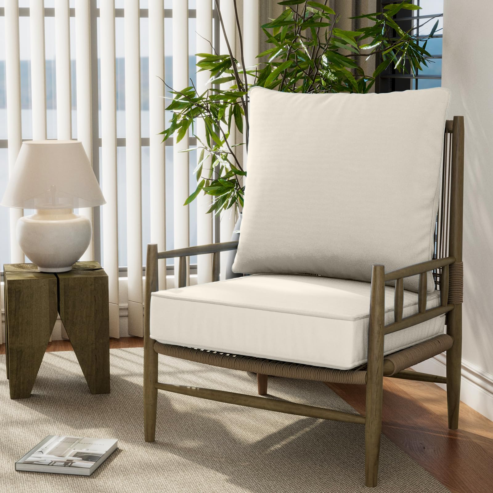 Suionryorid four-pack seat and backrest cushions arranged on sofa set