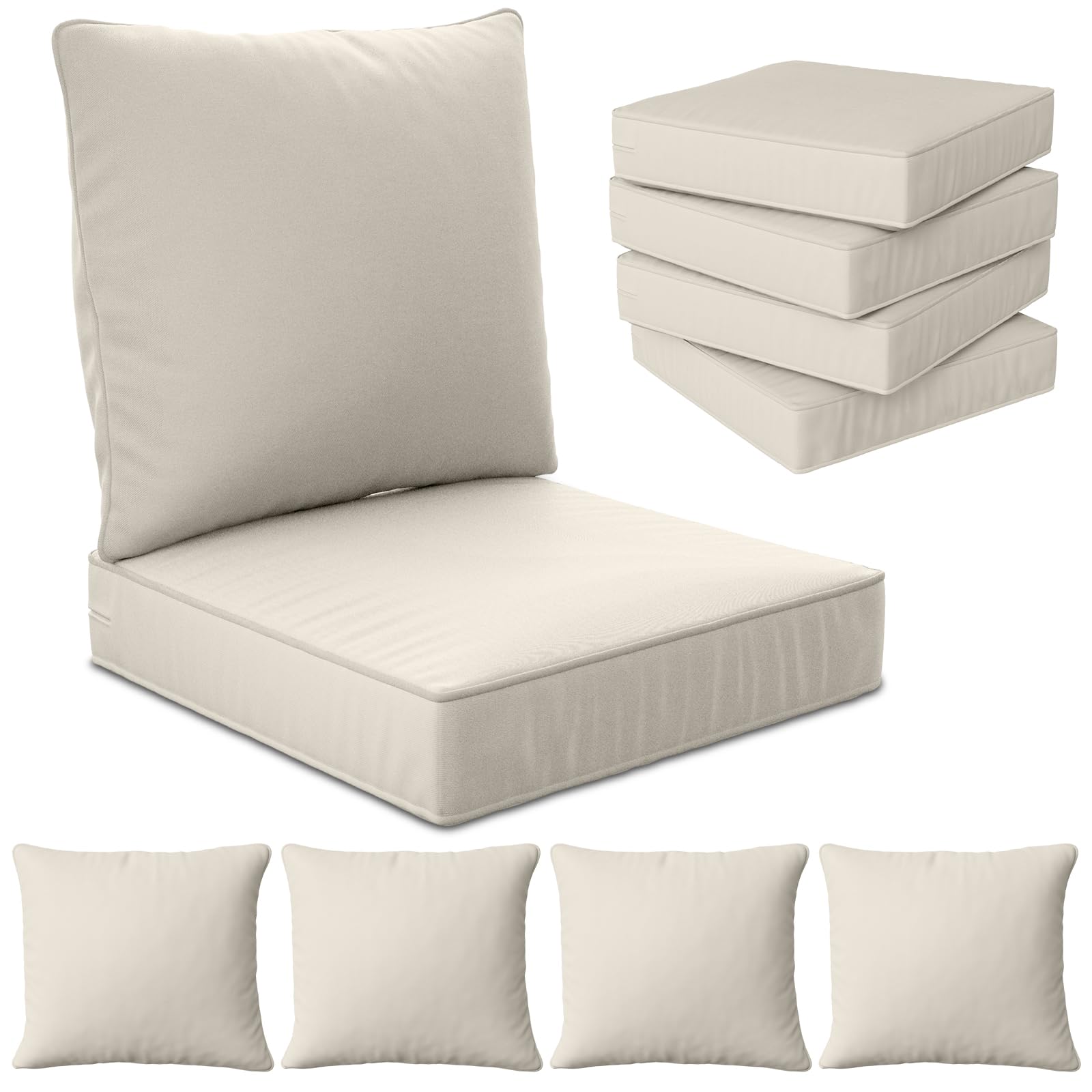 Suionryorid 24x24x6 deep-seat cushions front view for patio comfort and fit