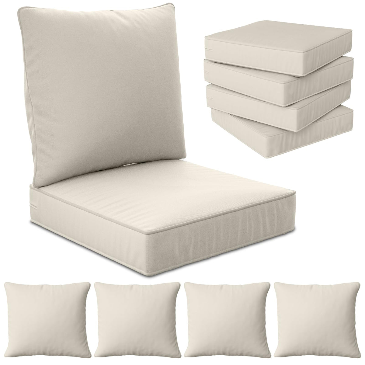 Suionryorid 24x24x6 deep-seat cushions front view for patio comfort and fit