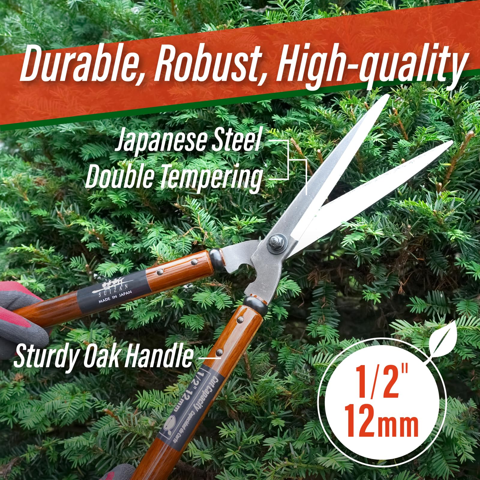 SUIZAN precise trimming of a 1/2-inch branch shows controlled cuts.
