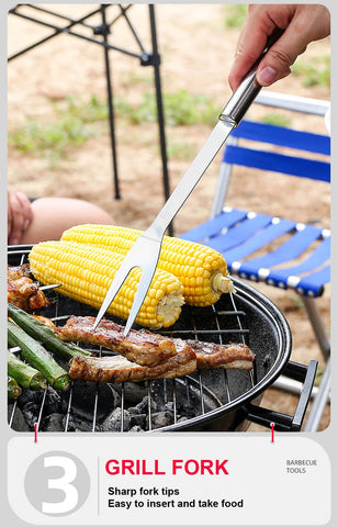 Sujayu grill fork gives sturdy handling for turning larger items.