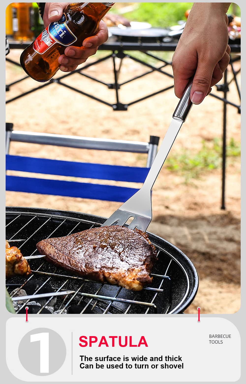 SUJAYU chef spatula ready for flipping and serving with perforated blade