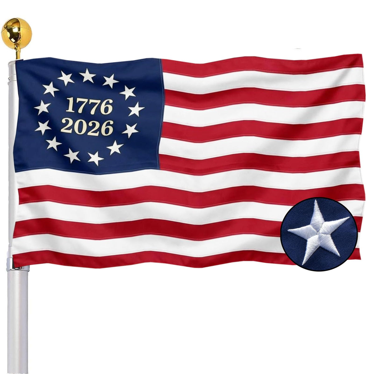 SUJEB embroidered 1776 Bennington flag for outdoor display in 3x5 size
