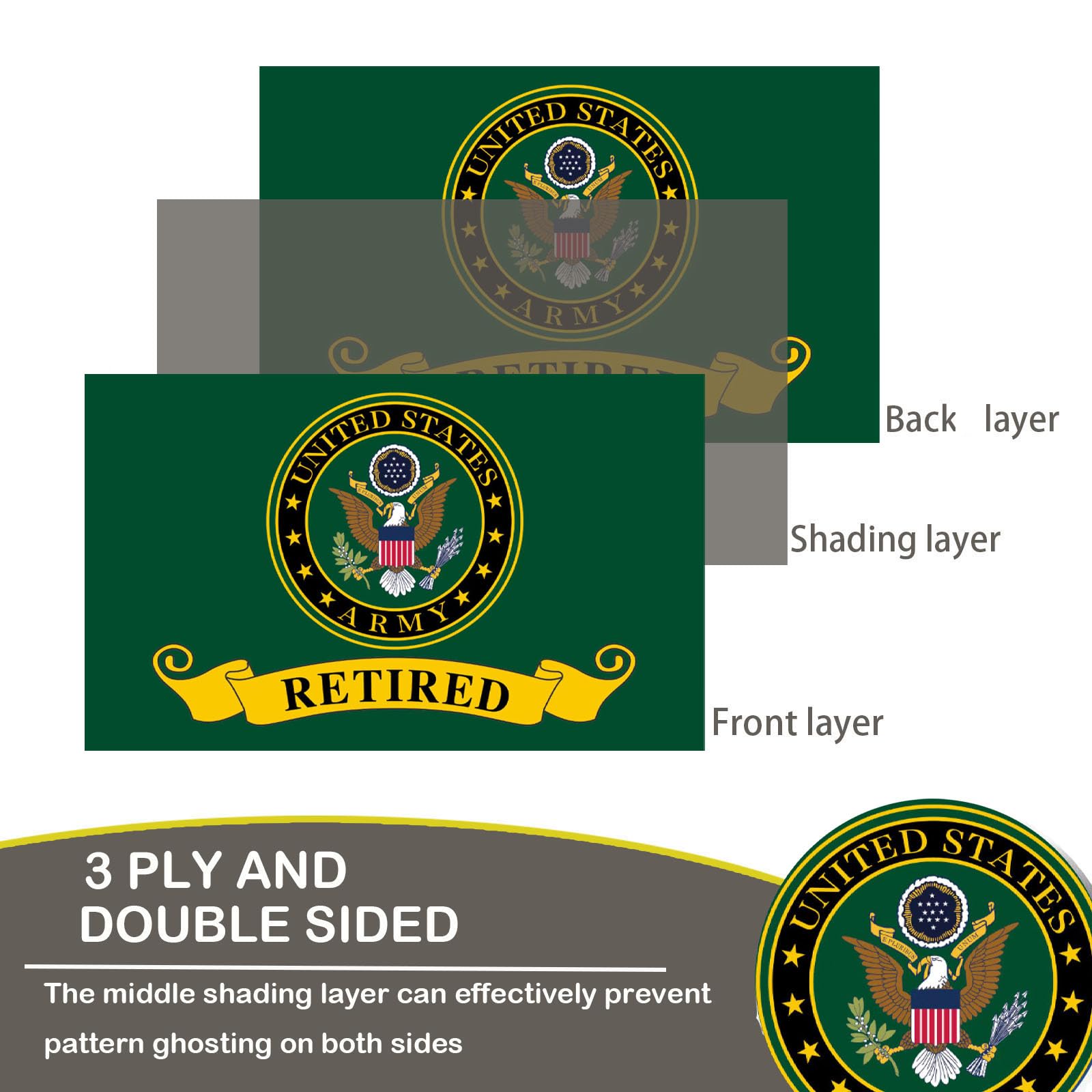 SUJEB army flag double-sided crest, clear view from both sides outdoors