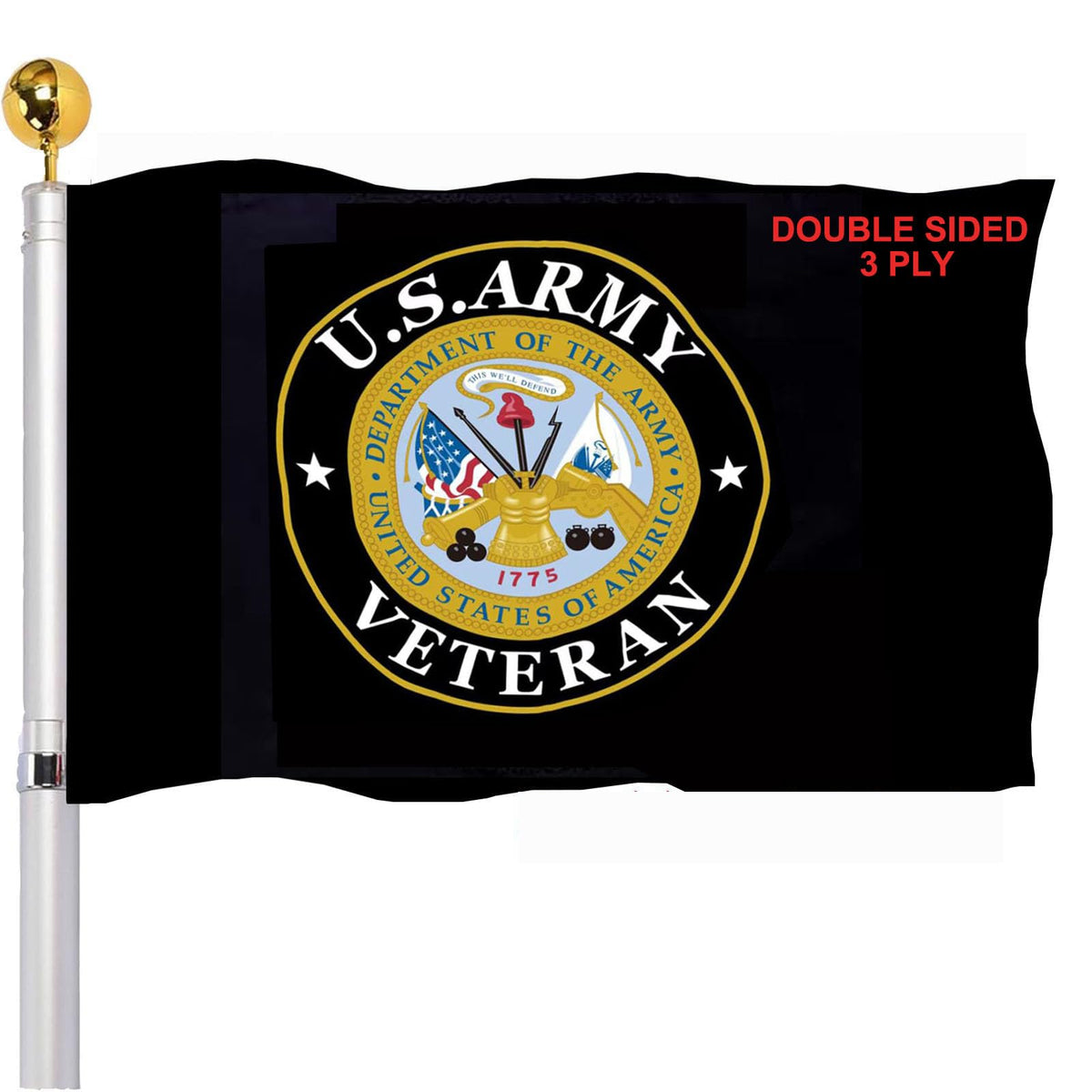 SUJEB US Army Veteran Flag 3x5 outdoor in bright color for outdoor display.