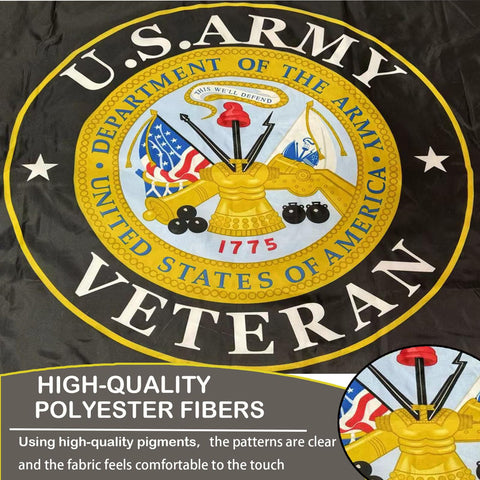 SUJEB US Army Veteran Flag with brass grommets for secure mounting.