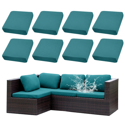SUKAIKEQA outdoor cushion covers in solid black on a sofa offer a fresh, clean look.