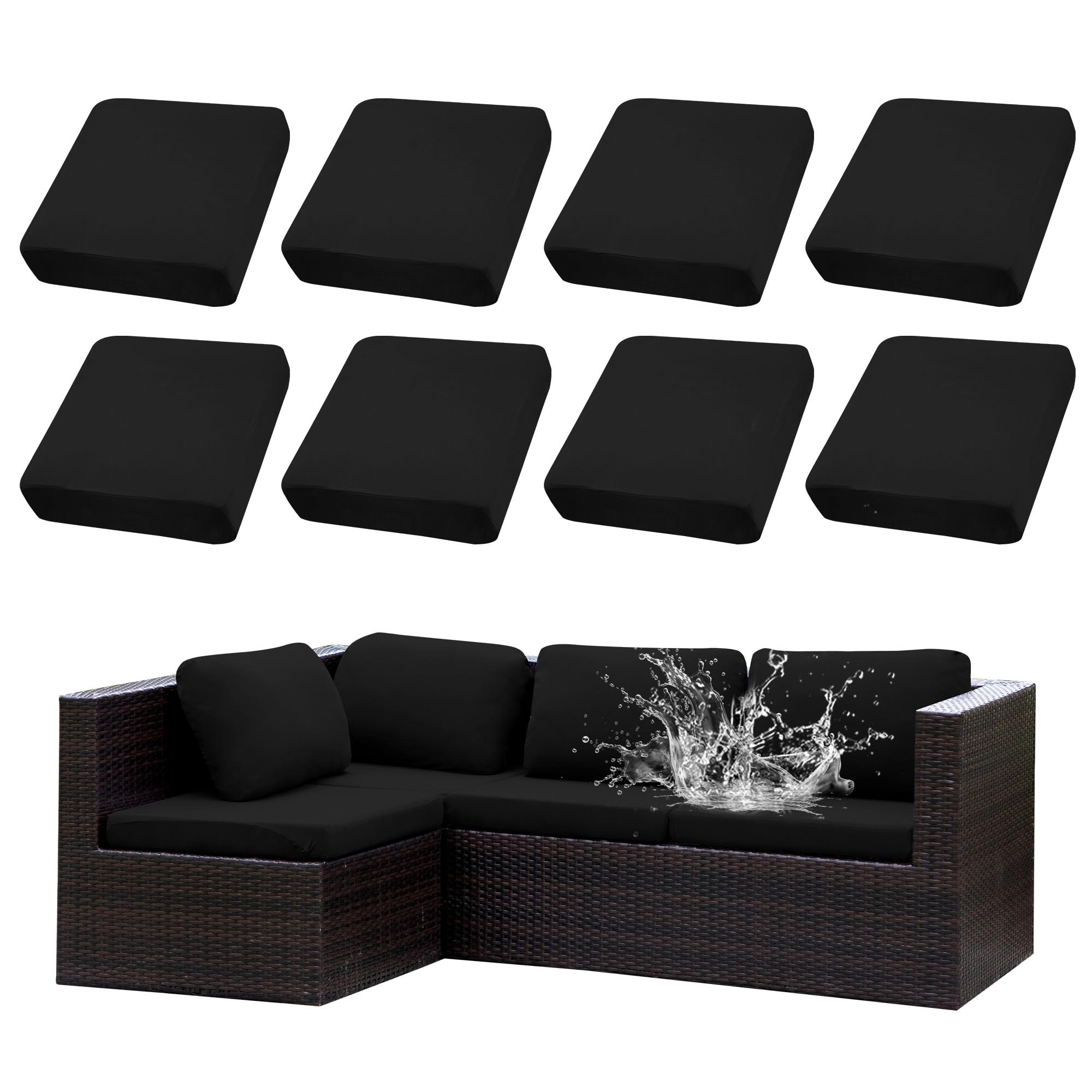 SUKAIKEQA outdoor cushion covers on a sofa for a quick patio refresh