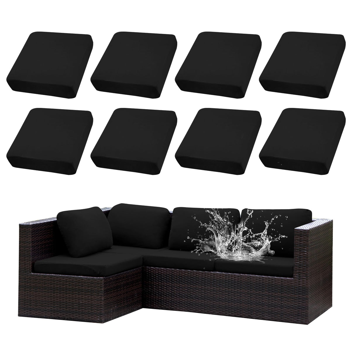 SUKAIKEQA outdoor cushion covers on a sofa for a quick patio refresh