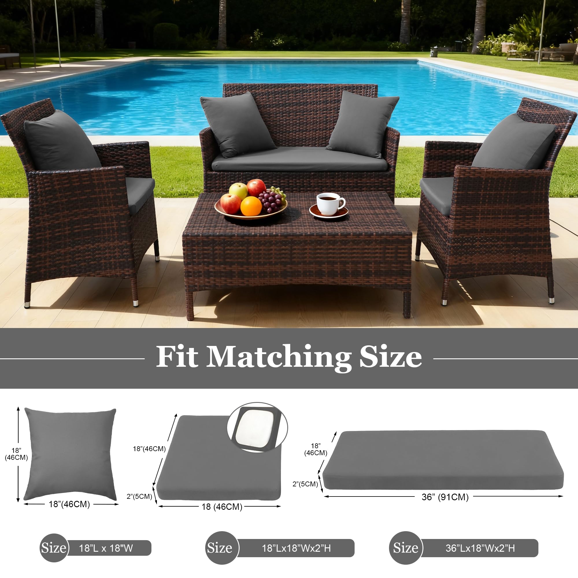 SUKAIKEQA waterproof cushion cover set for patio bench shields cushions in all weather
