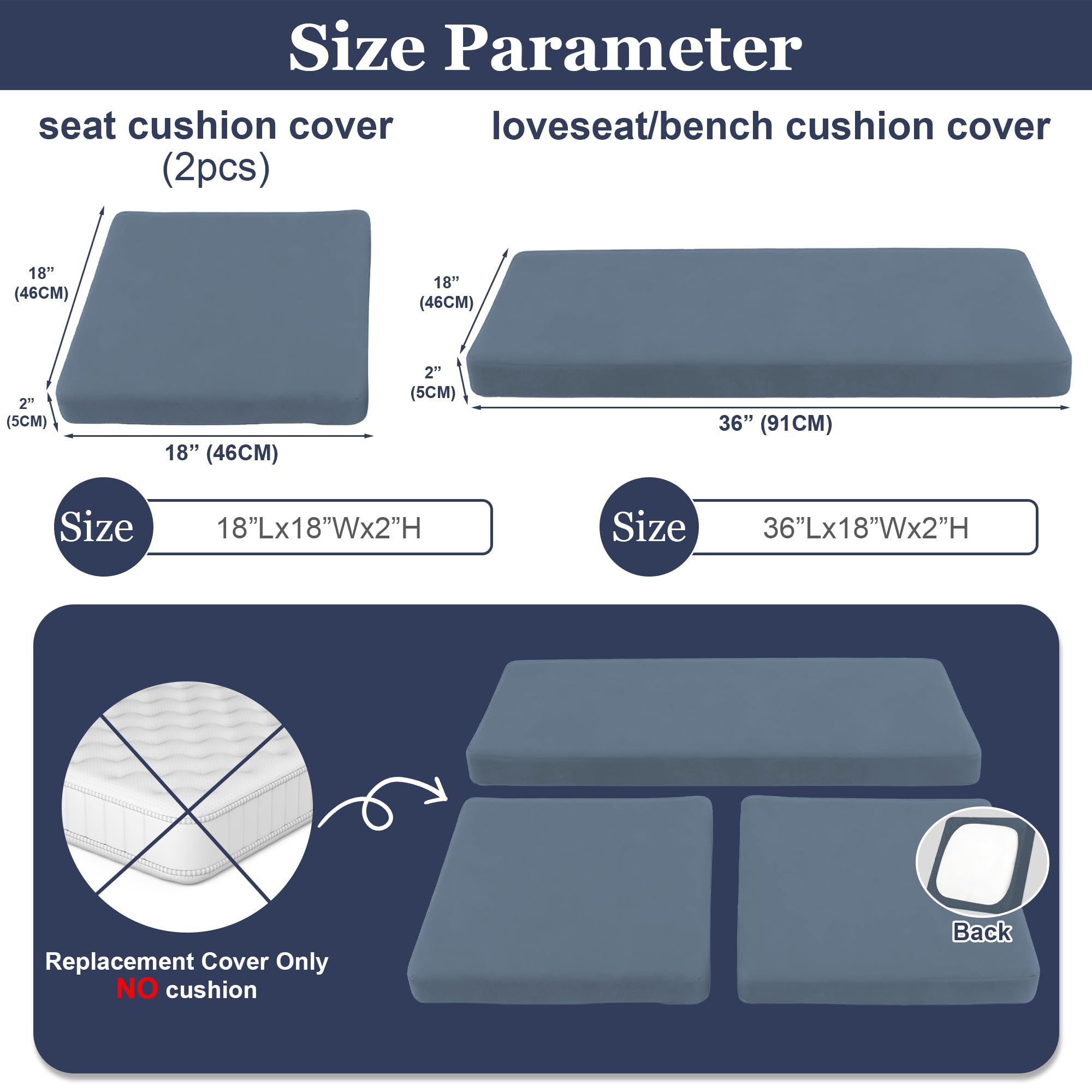 SUKAIKEQA elastic-fit cushion covers securely fitting wicker benches