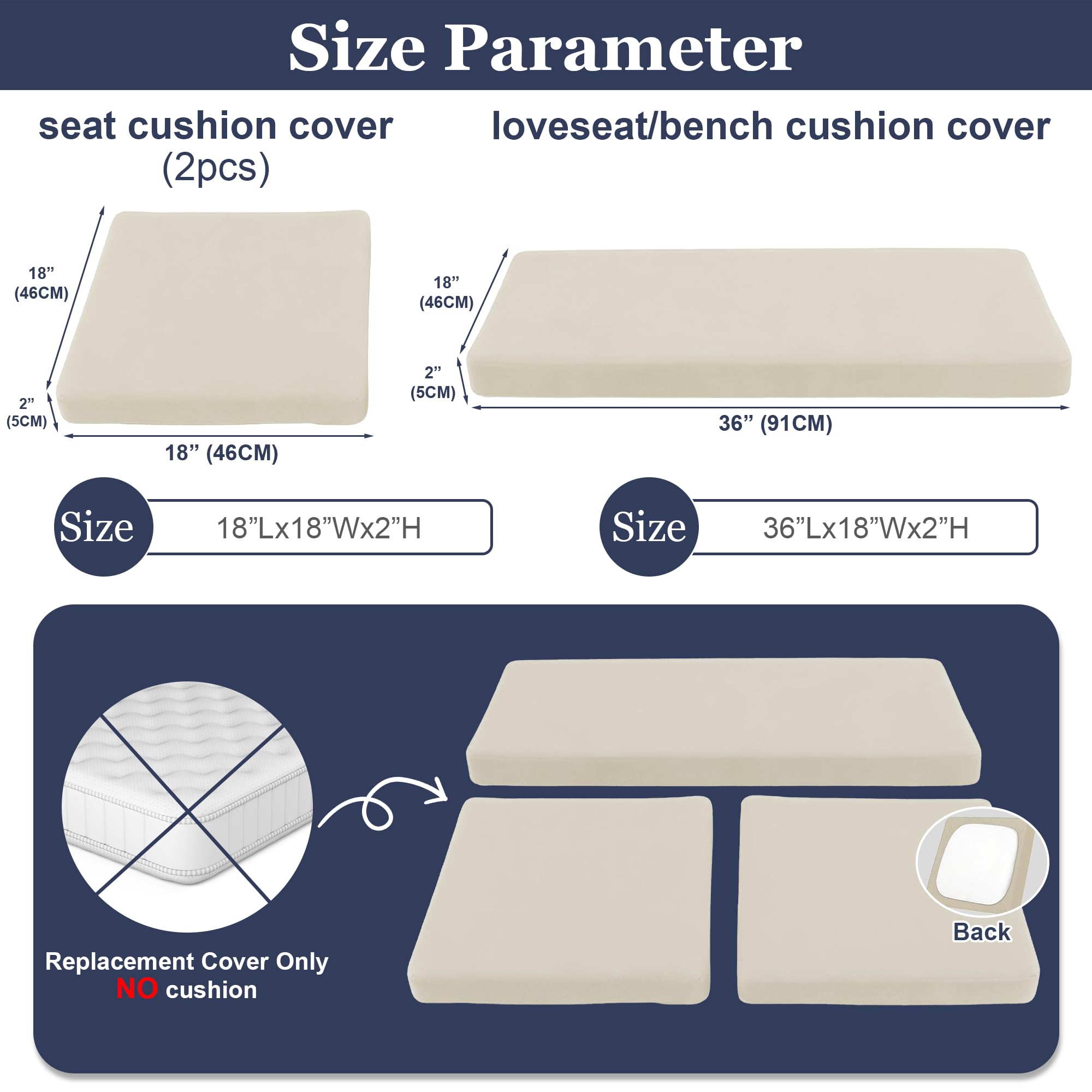 SUKAIKEQA outdoor cushion cover close-up showing fade-resistant fabric and texture.