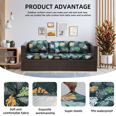 SUKAIKEQA outdoor cushion covers stretch-fit design on cushions.