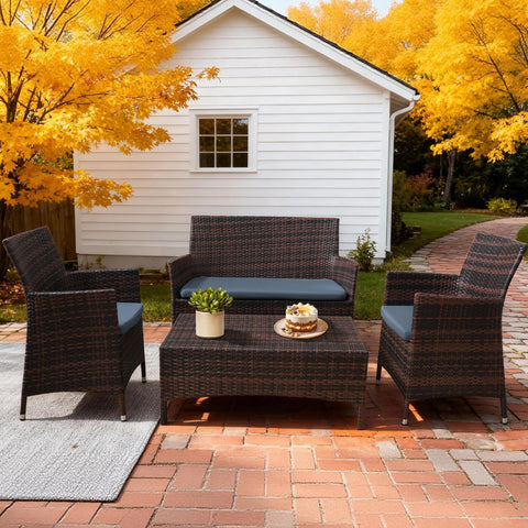 SUKAIKEQA cushion covers protecting outdoor wicker furniture from elements