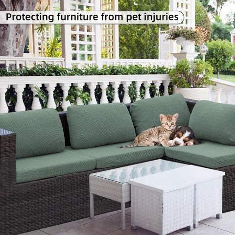 Sukaiqeqa cushions slip on easily and stay in place on most sofas.