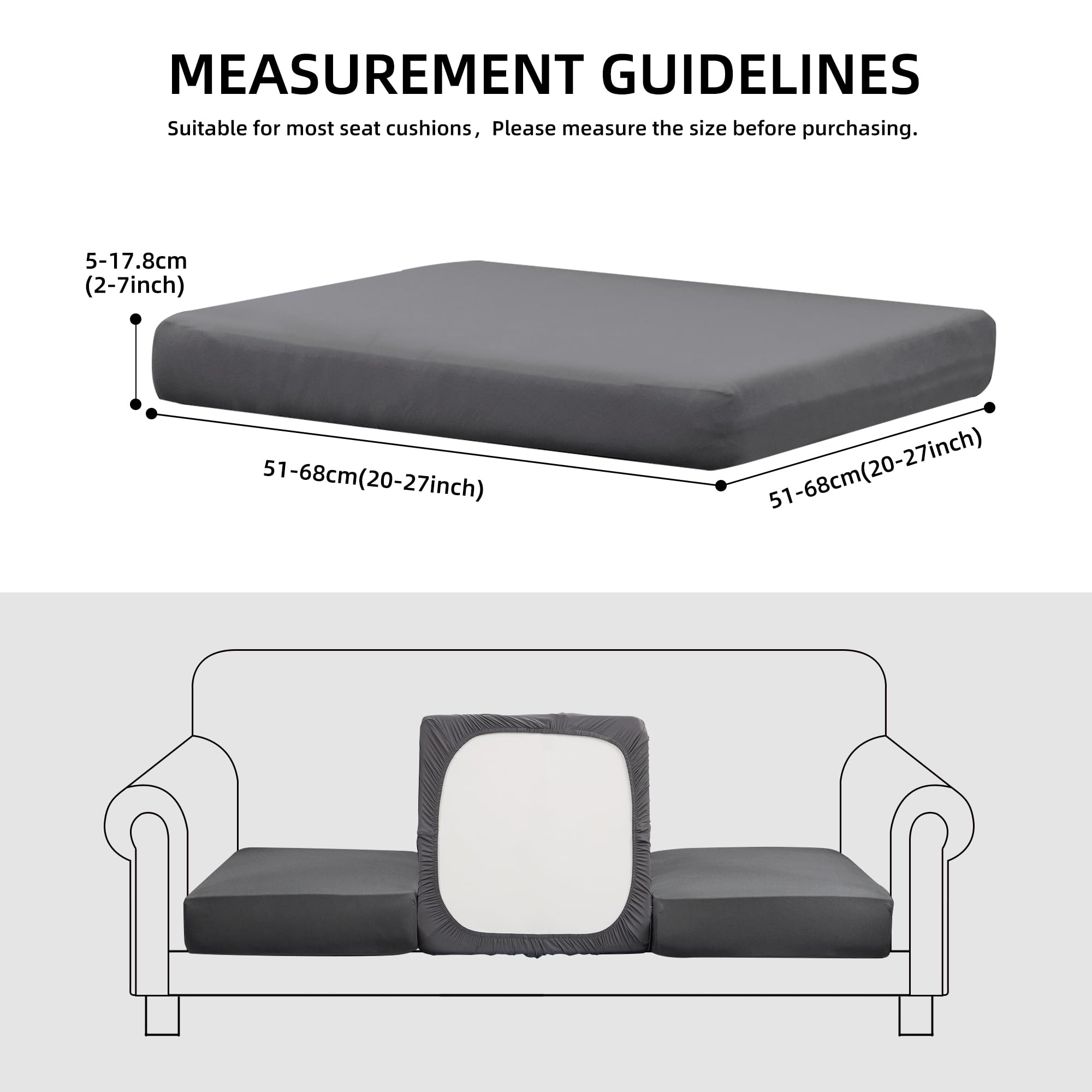 SUKAIKEQA stretch-fit covers on sofa cushions, secure snug fit without zippers.