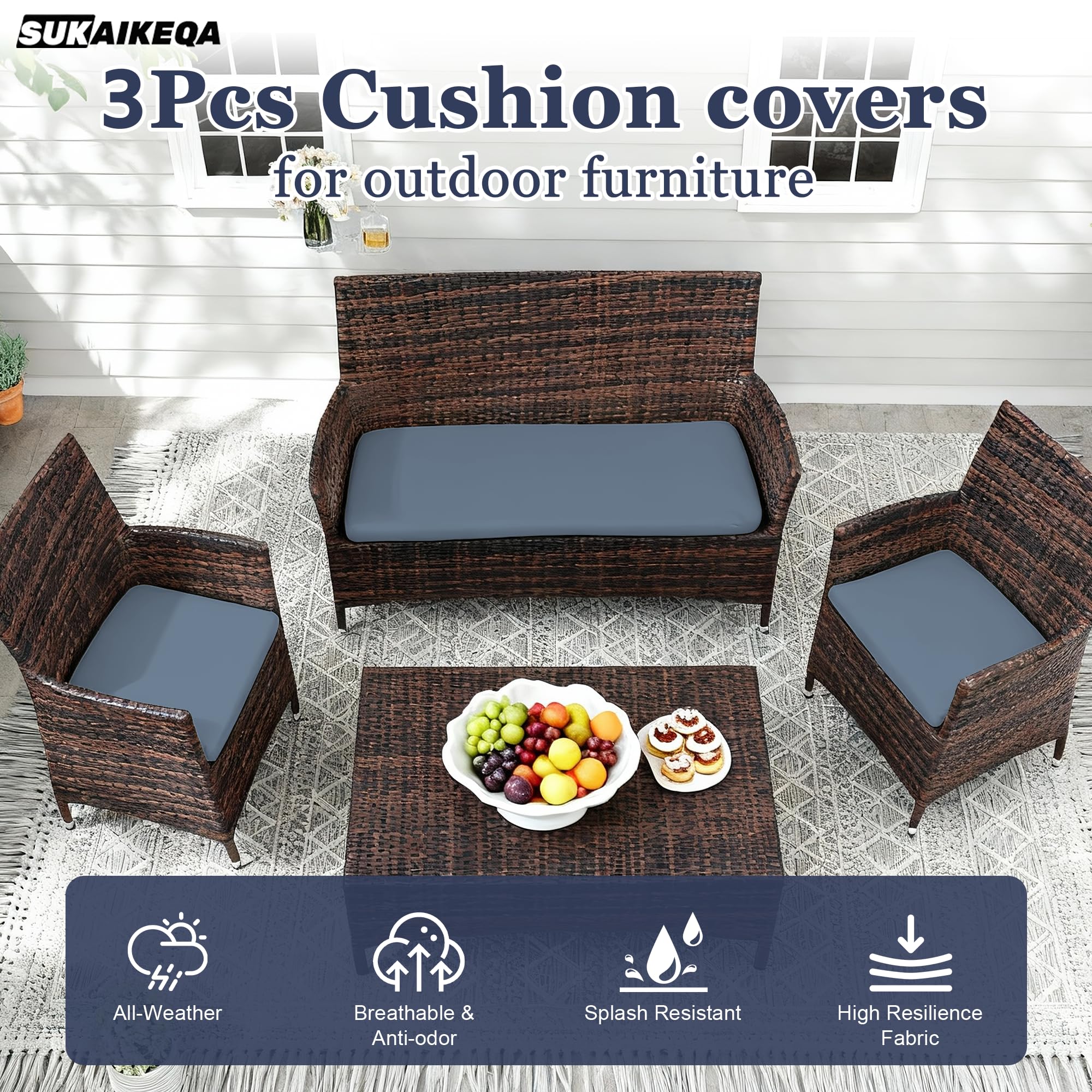 SUKAIKEQA waterproof shells keep cushions dry during rain or splashes