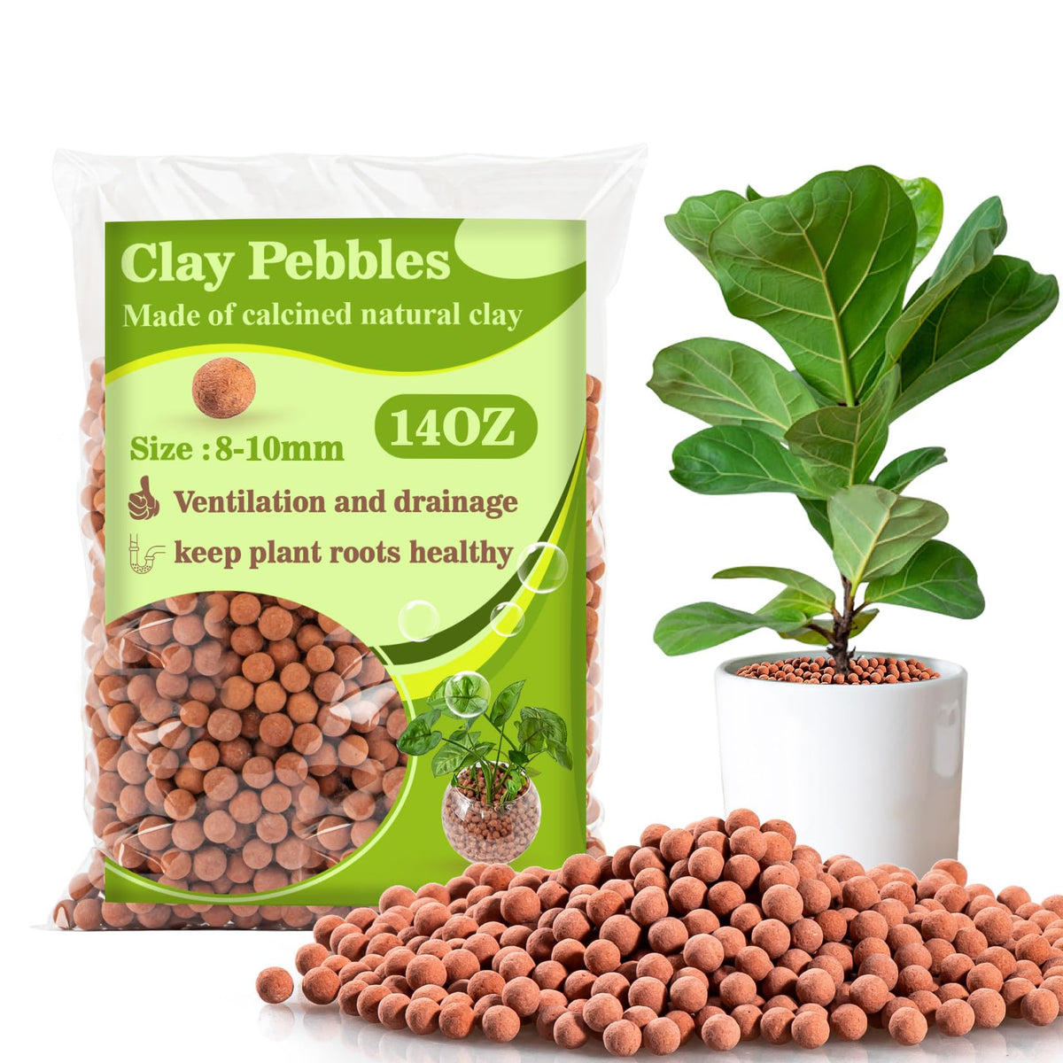 Sukh Clay Pebbles close-up showing uniform 8–10 mm size for reliable drainage.