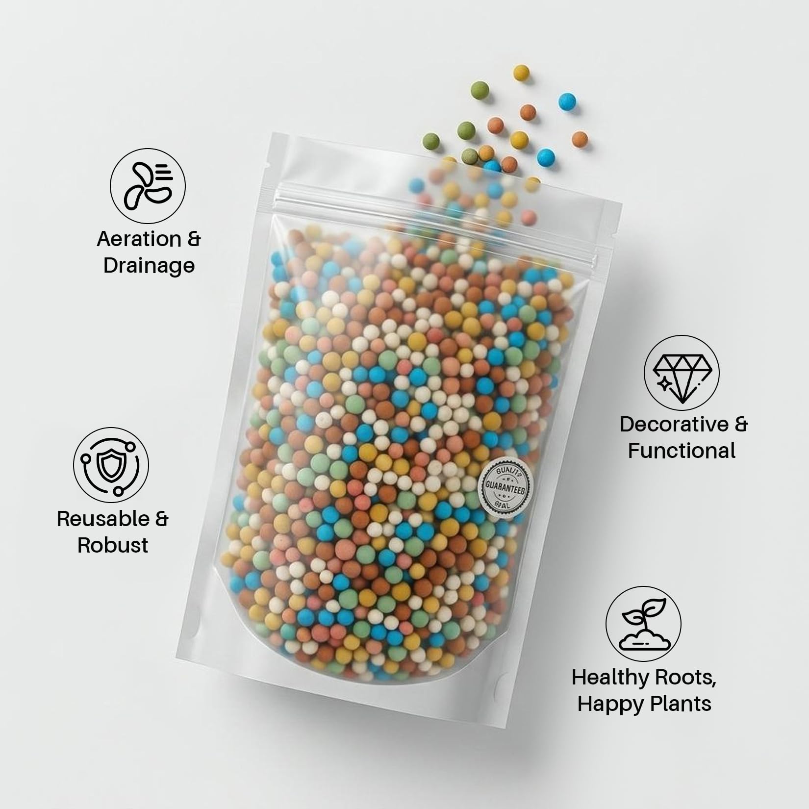 Sukh clay pebbles decorative mixed colors for planters
