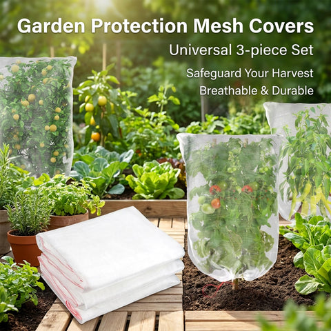 Sukh drawstring garden netting shown with snug fit on crops